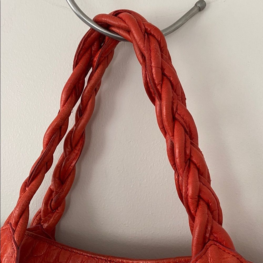 Roberta Gandolfi Italian Made Tomato Red Orange leather tote handbag Vacation - Picture 6 of 15